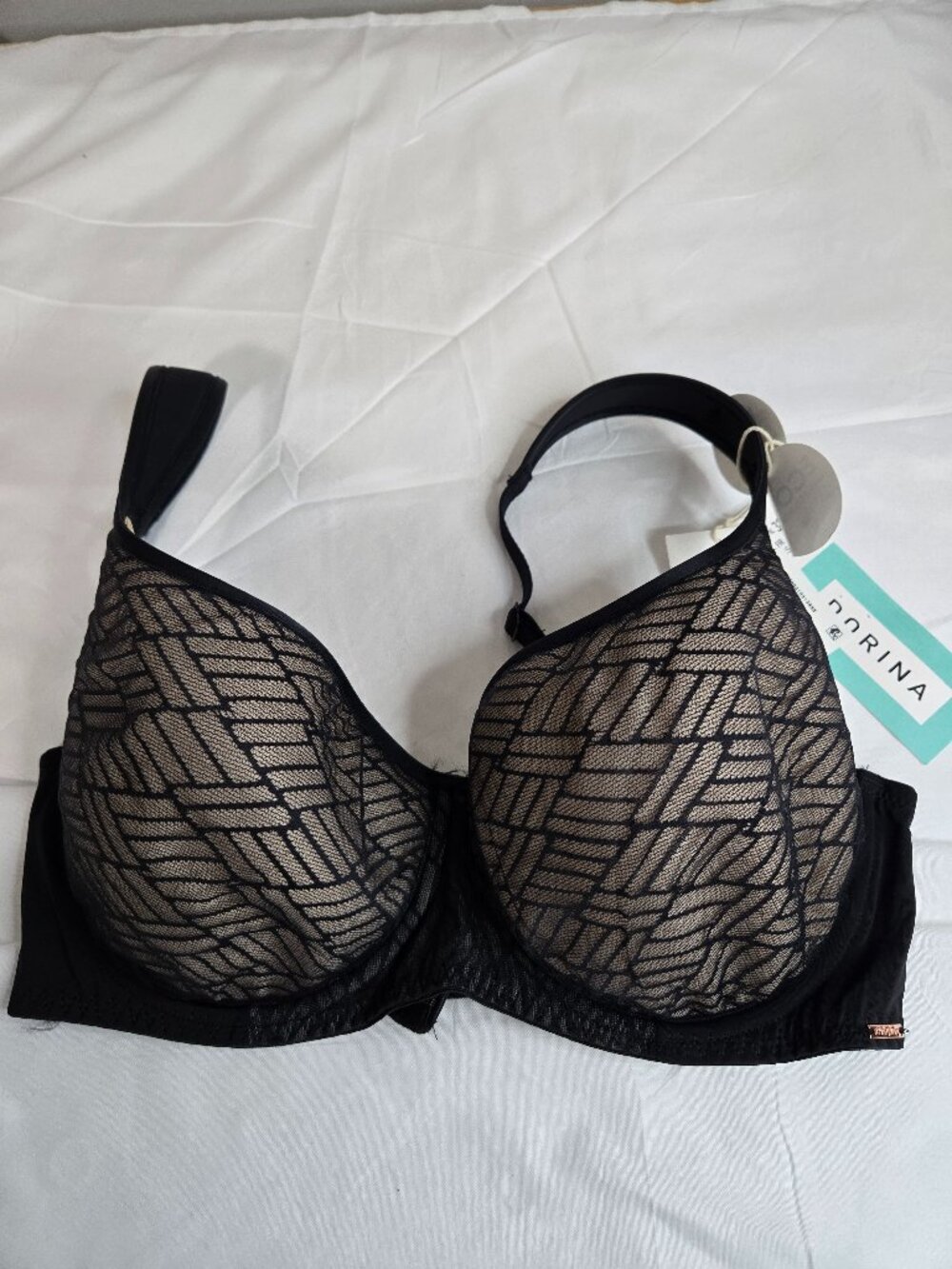 Dorina ECO 32DD Leila demi black underwired bra hook and eye